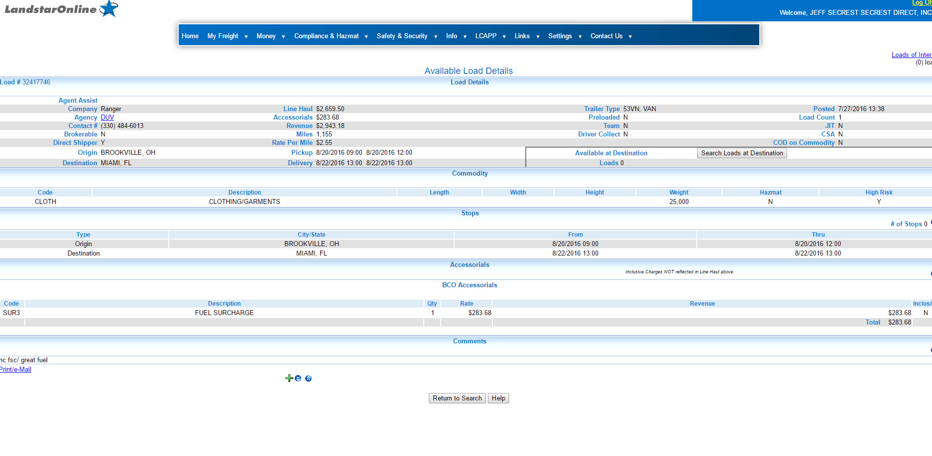 How do you access the Landstar broker load board?