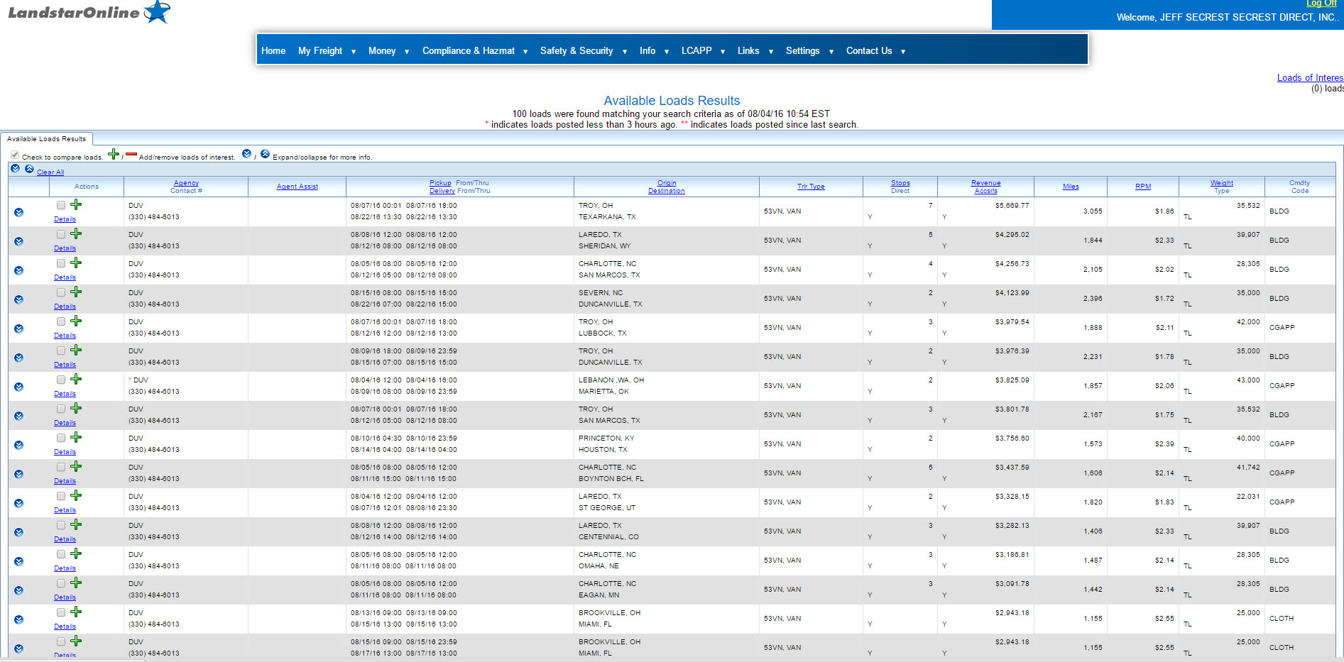 How do you access the Landstar broker load board?