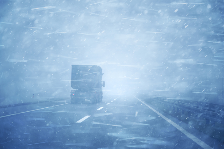 winter truck driving